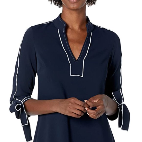 Lark & Ro Navy Blue shift dress with bow sleeves - Sz 2 - Picture 3 of 5